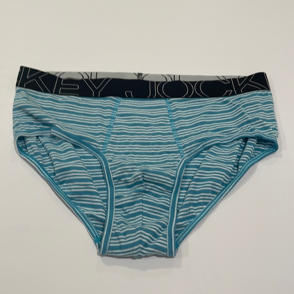 Jockey Brief Large Light Blue Green Stripe